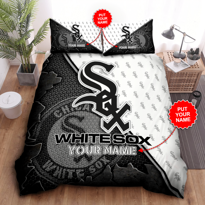 Personalized Chicago White Sox Duvet Cover Pillowcase Bedding Set