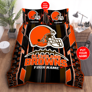 Personalized Cleveland Browns Duvet Cover Pillowcase Bedding Set