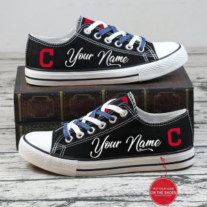 Personalized Cleveland Indians MLB Baseball Gift For Fans Low Top Custom Canvas Shoes