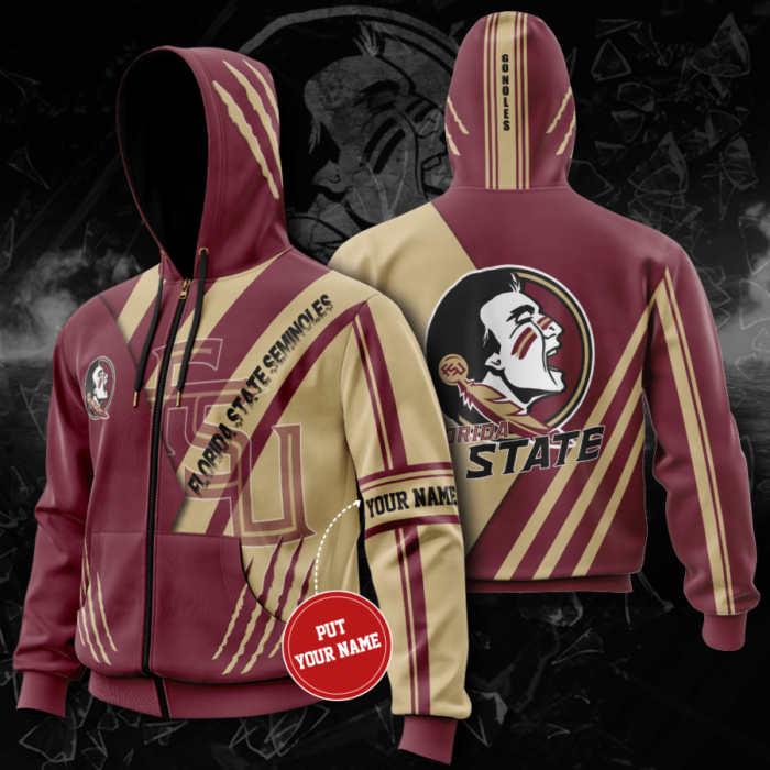 Personalized Florida State Seminoles Zip-Up Hoodie For Fans