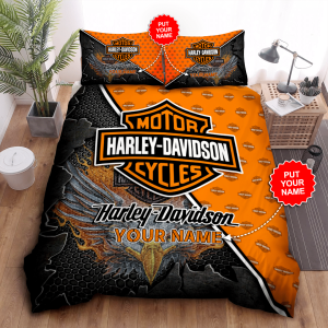 Personalized Harley Davidson Duvet Cover Pillowcase Bedding Set