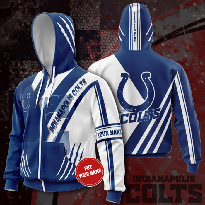 Personalized Indianapolis Colts Zip-Up Hoodie For Fans