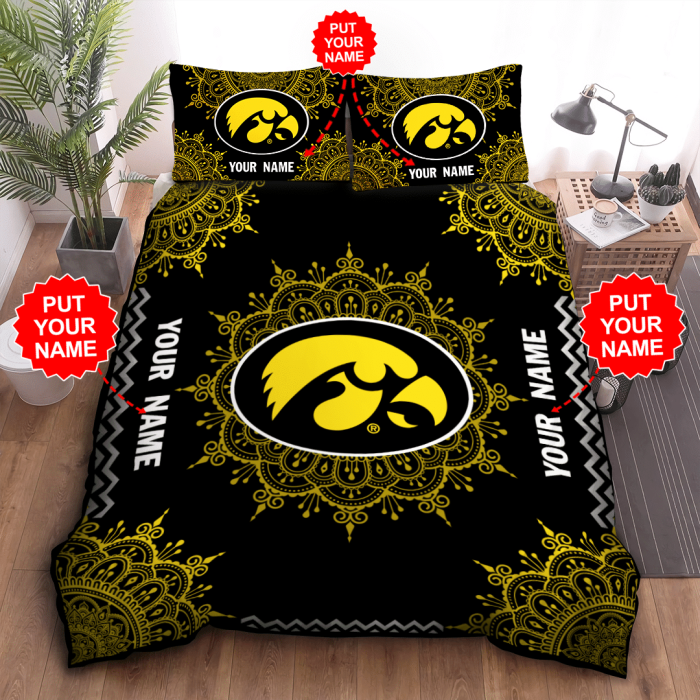 Personalized Iowa Hawkeyes Duvet Cover Pillowcase Bedding Set