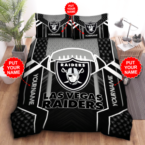 Personalized Las Vegas Raiders Duvet Cover Pillowcase Bedding Set
