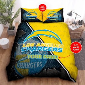 Personalized Los Angeles Chargers Duvet Cover Pillowcase Bedding Set
