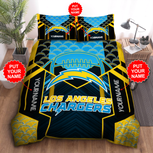 Personalized Los Angeles Chargers Duvet Cover Pillowcase Bedding Set