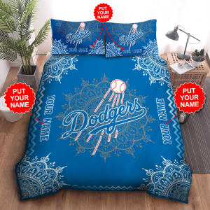 Personalized Los Angeles Dodgers Duvet Cover Pillowcase Bedding Set