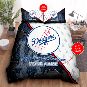 Personalized Los Angeles Dodgers Duvet Cover Pillowcase Bedding Set