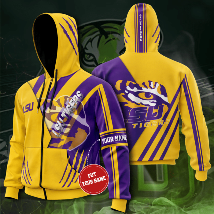 Personalized Lsu Tigers Zip-Up Hoodie For Fans