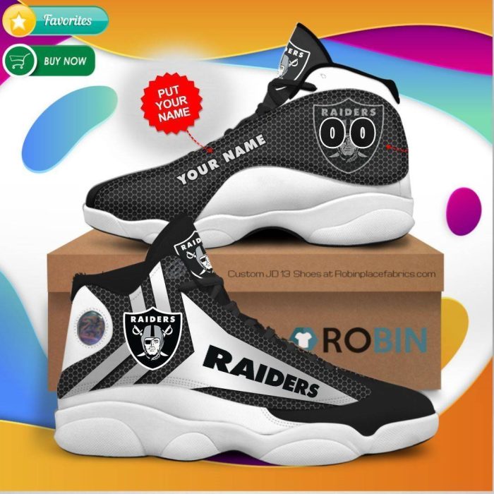 Personalized Name Las Vegas Raiders Jordan 13 Sneakers - Custom JD13 Shoes