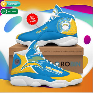 Personalized Name Los Angeles Chargers Jordan 13 Sneakers - Custom JD13 Shoes