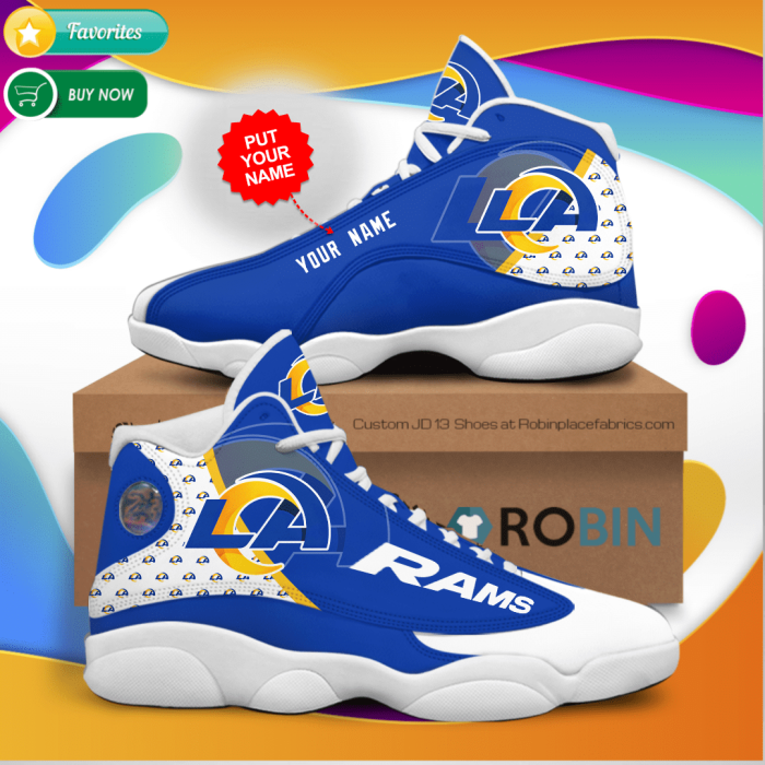 Personalized Name Los Angeles Rams Jordan 13 Sneakers - Custom JD13 Shoes