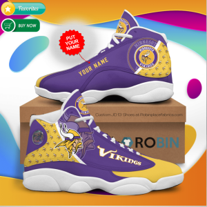Personalized Name Minnesota Vikings Football Jordan 13 Sneakers - Custom JD13 Shoes