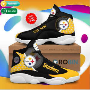 Personalized Name Pittsburgh Steelers Team Jordan 13 Sneakers - Custom JD13 Shoes