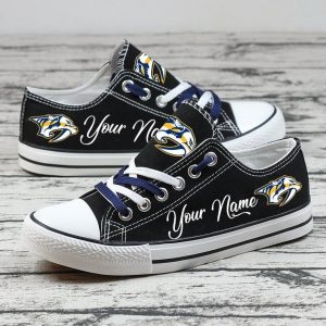 Personalized Nashville Predators NHL Hockey Gift For Fans Low Top Custom Canvas Shoes