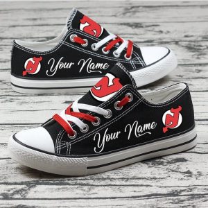 Personalized New Jersey Devils NHL Hockey Gift For Fans Low Top Custom Canvas Shoes