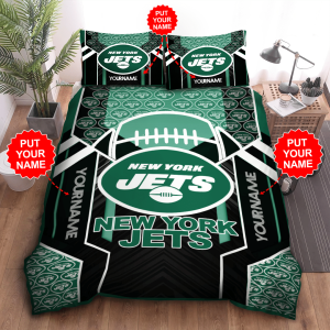 Personalized New York Jets Duvet Cover Pillowcase Bedding Set