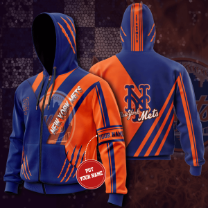 Personalized New York Mets Zip-Up Hoodie For Fans