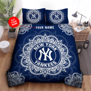Personalized New York Yankees Duvet Cover Pillowcase Bedding Set