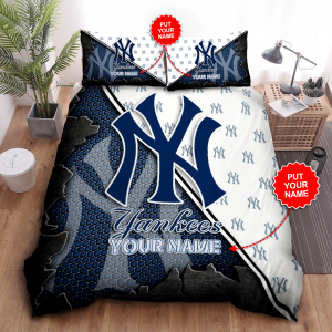 Personalized New York Yankees Duvet Cover Pillowcase Bedding Set