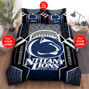 Personalized Penn State Nittany Lions Duvet Cover Pillowcase Bedding Set