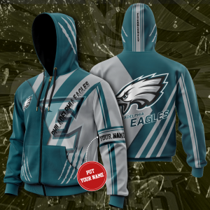 Personalized Philadelphia Eagles Zip-Up Hoodie For Fans