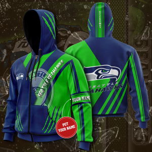 Personalized Seattle Seahawks Zip-Up Hoodie For Fans