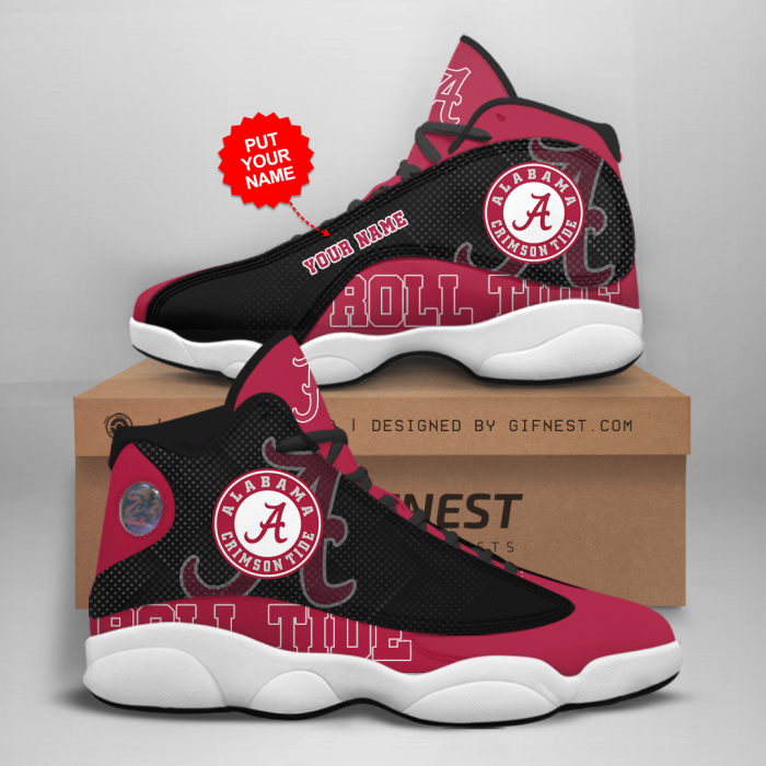 Personalized Shoes 02 Alabama Crimson Tide Jordan 13 Customized Name