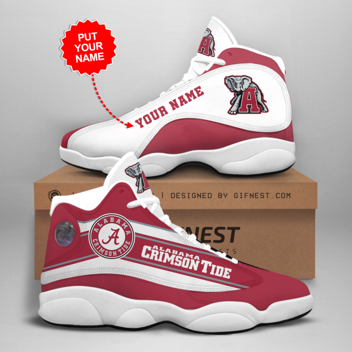 Personalized Shoes Alabama Crimson Tide Jordan 13 Customized Name