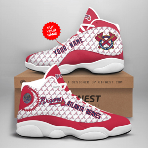 Personalized Shoes Atlanta Braves Primary Jordan 13 Custom Name