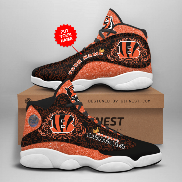 Personalized Shoes Cincinnati Bengals Jordan 13 Customized Name