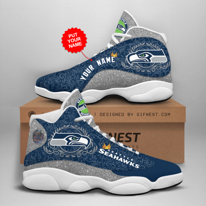 Personalized Shoes Seattle Seahawks Jordan 13 Customized Name