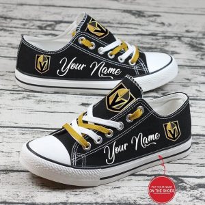 Personalized Vegas Golden Knights NHL Hockey Gift For Fans Low Top Custom Canvas Shoes