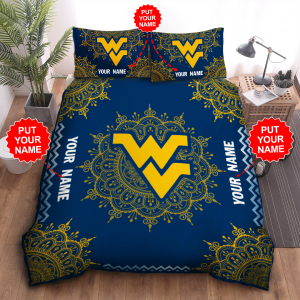 Personalized West Virginia Mountaineers Duvet Cover Pillowcase Bedding Set