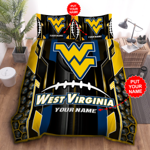Personalized West Virginia Mountaineers Duvet Cover Pillowcase Bedding Set