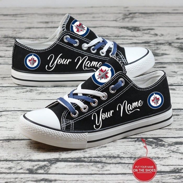 Personalized Winnipeg Jets NHL Hockey Gift For Fans Low Top Custom Canvas Shoes