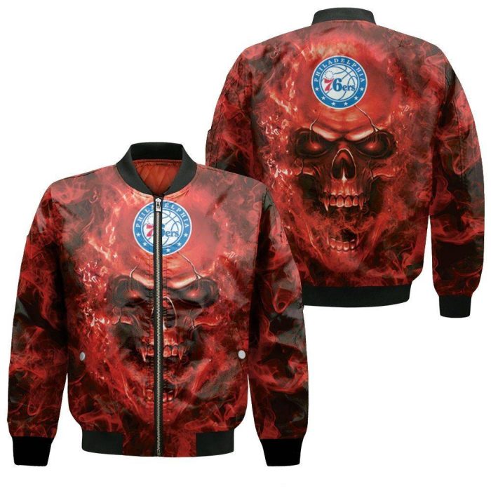 Philadelphia 76Ers NBA Fans Skull Bomber Jacket