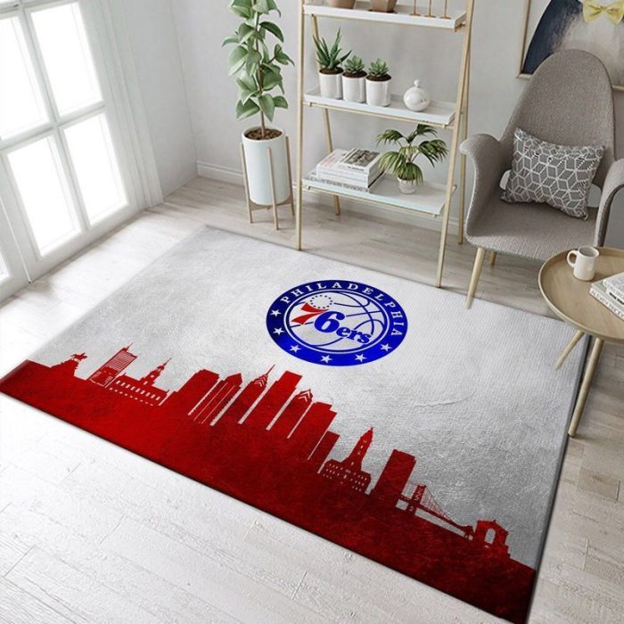 Philadelphia 76ers Skyline NBA 1 Area Rug Living Room And Bed Room Rug