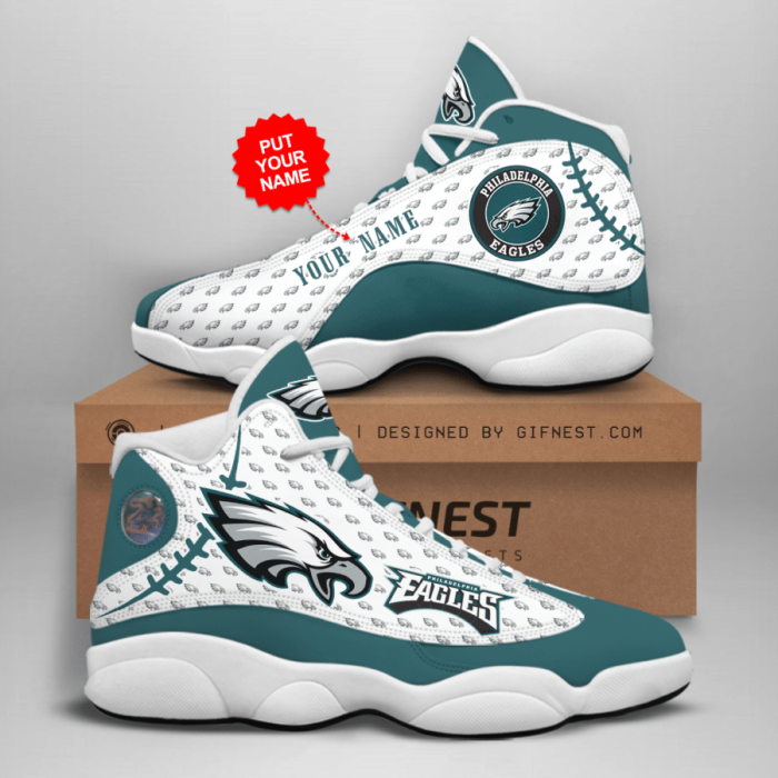 Philadelphia Eagles 02 Jordan 13 Personalized Shoes Philadelphia Eagles 02 Customized Name Sneaker