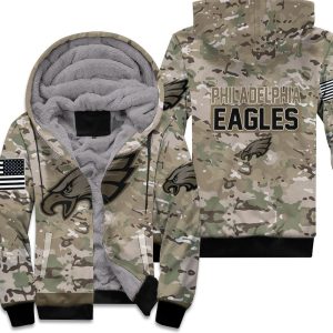 Philadelphia Eagles Camouflage Veteran 1 Personalized Unisex Fleece Hoodie