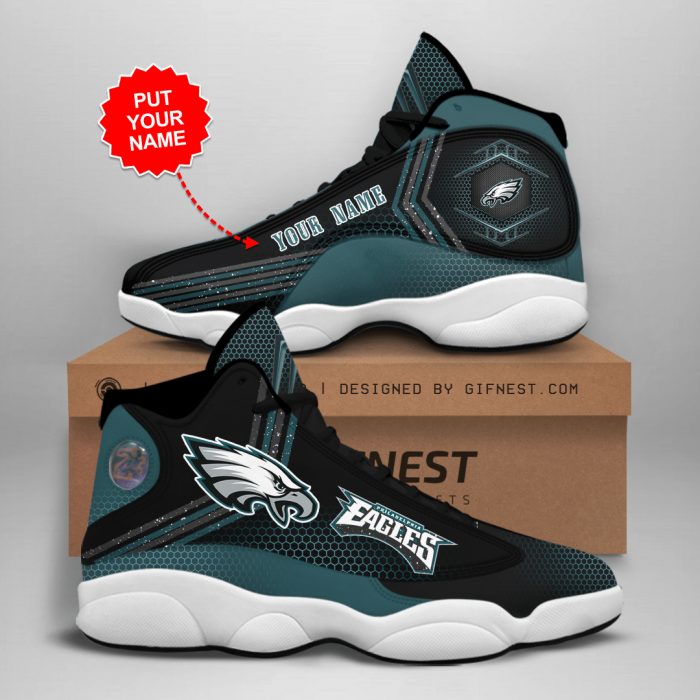 Philadelphia Eagles Men'S Jordan 13 Custom Name Personalized Shoes