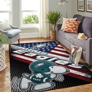Philadelphia Eagles NFL Team Logo Snoopy Us Style Area Rug Living Room And Bed Room Rug