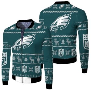 Philadelphia Eagles NFL Ugly Christmas 3D Fleece Bomber Jacket