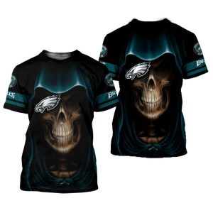 Philadelphia Eagles Skull All Over Print Gift For Fan 3D T Shirt Sweater Zip Hoodie Bomber Jacket