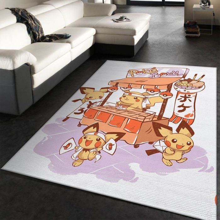 Pikachu Pokemon Poke Bowl Area Rug Living Room And Bed Room Rug