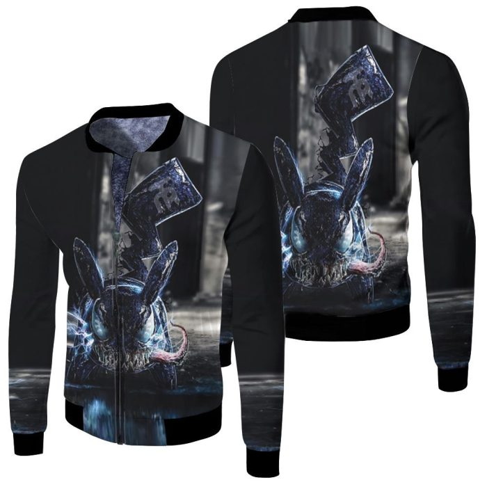 Pikanom Pikachu Venom Pokemon Scary 3D Fleece Bomber Jacket