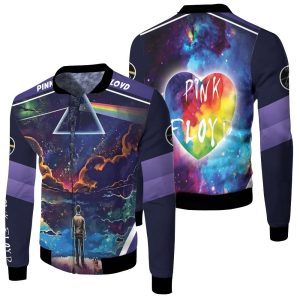 Pink Floyd Rainbow Triangle Glass Reflect Space Night Fleece Bomber Jacket