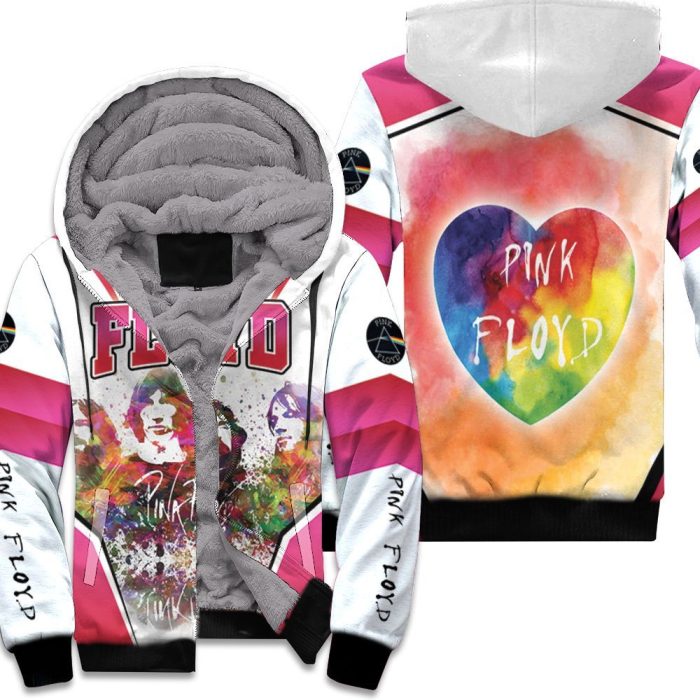 Pink Floyd Rainbow Watercolor Members Portrait Unisex Fleece Hoodie