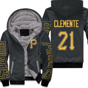 Pittsburgh Pirates Roberto Clemente 21 2020 Mlb Black Inspired Unisex Fleece Hoodie