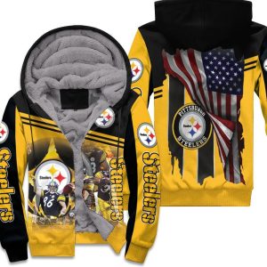 Pittsburgh Steelers Great Players 2020 Nfl Season American Flag Black And Yellow Unisex Fleece Hoodie